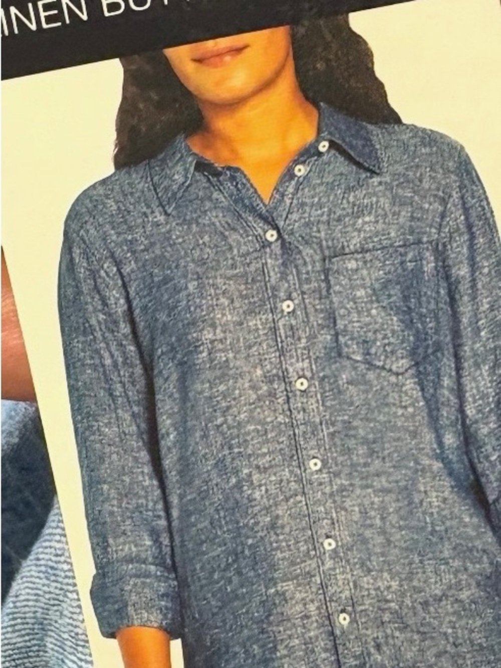 GAP Heathered Blue Casual Button-Down Shirt